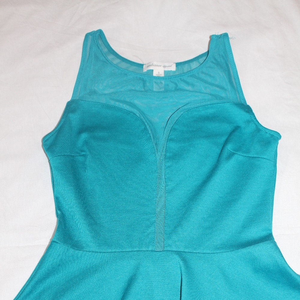 Teal Dress Shirt With Shear Center Detailing